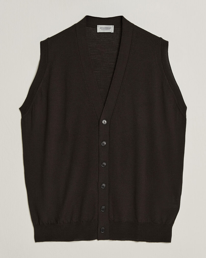 John Smedley Bolton Extra Fine Merino Waistcoat Faulkner Brown – Marrón