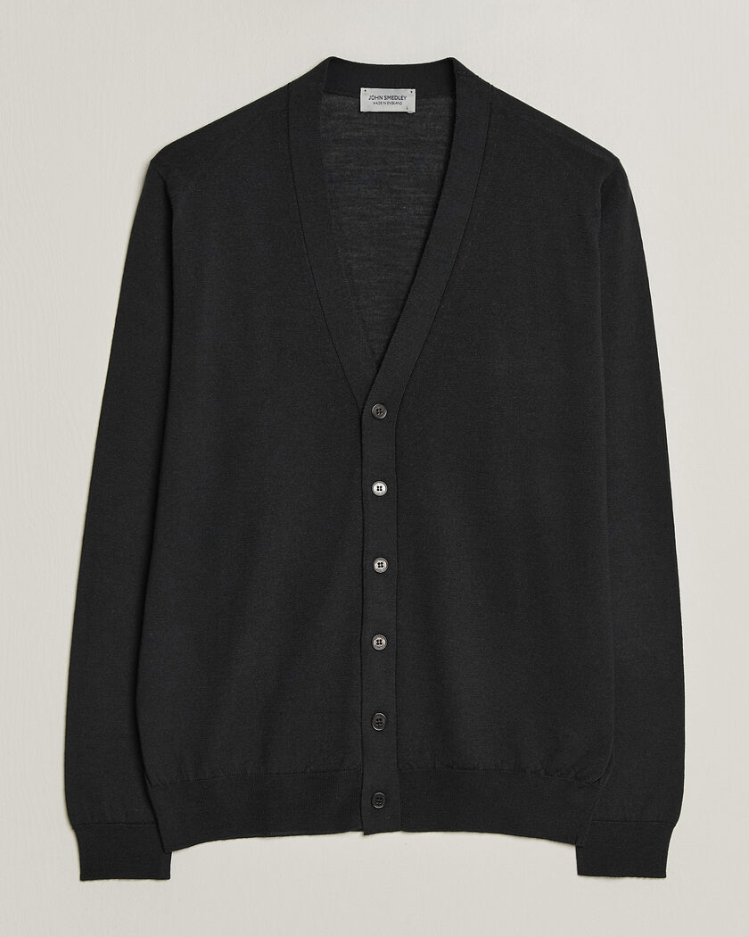 John Smedley Bradrick Extra Fine Merino Cardigan Black – Negro