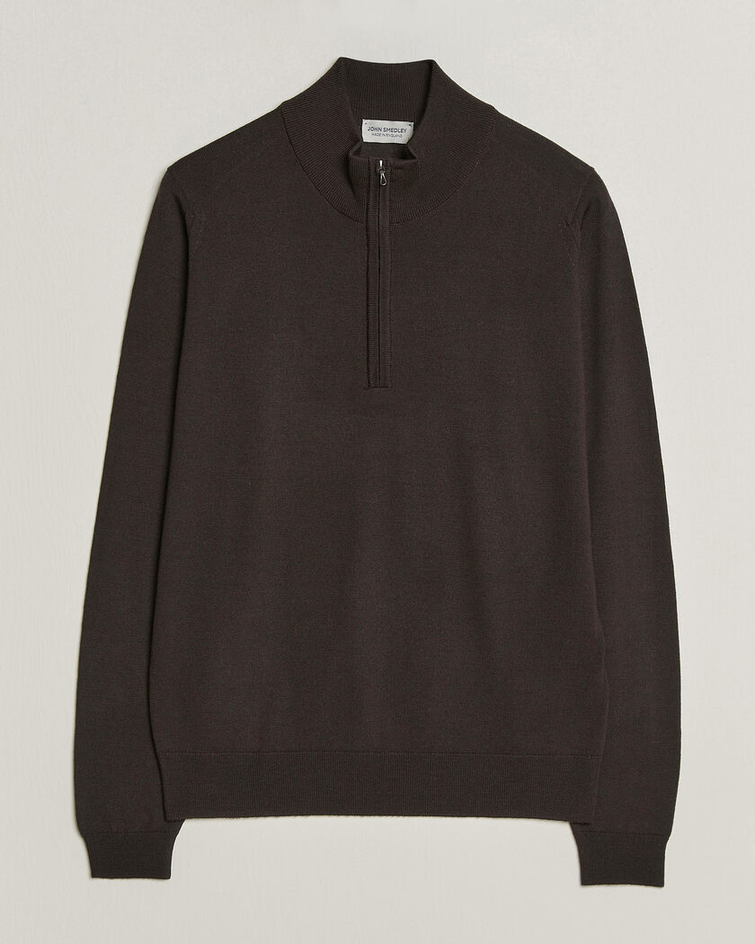 John Smedley Tapton Extra Fine Merino Half Zip Faulkner Brown – Marrón