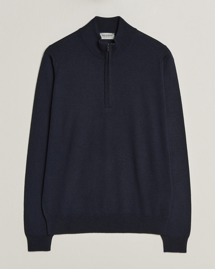 John Smedley Tapton Extra Fine Merino Half Zip Midnight – Azul