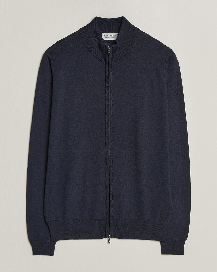 John Smedley Claygate Extra Fine Merino Full Zip Midnight – Azul