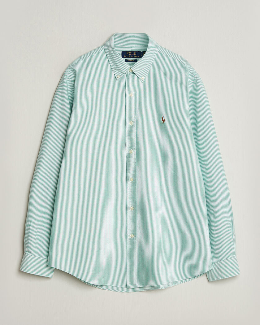 Polo Ralph Lauren Custom Fit Striped Oxford Shirt Scarab Green/White – Verde