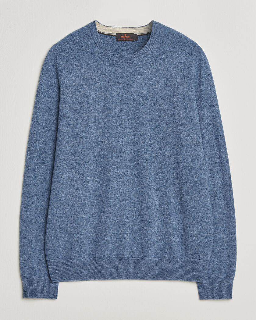 Morris Wilfred Cashmere O-Neck Light Blue – Azul