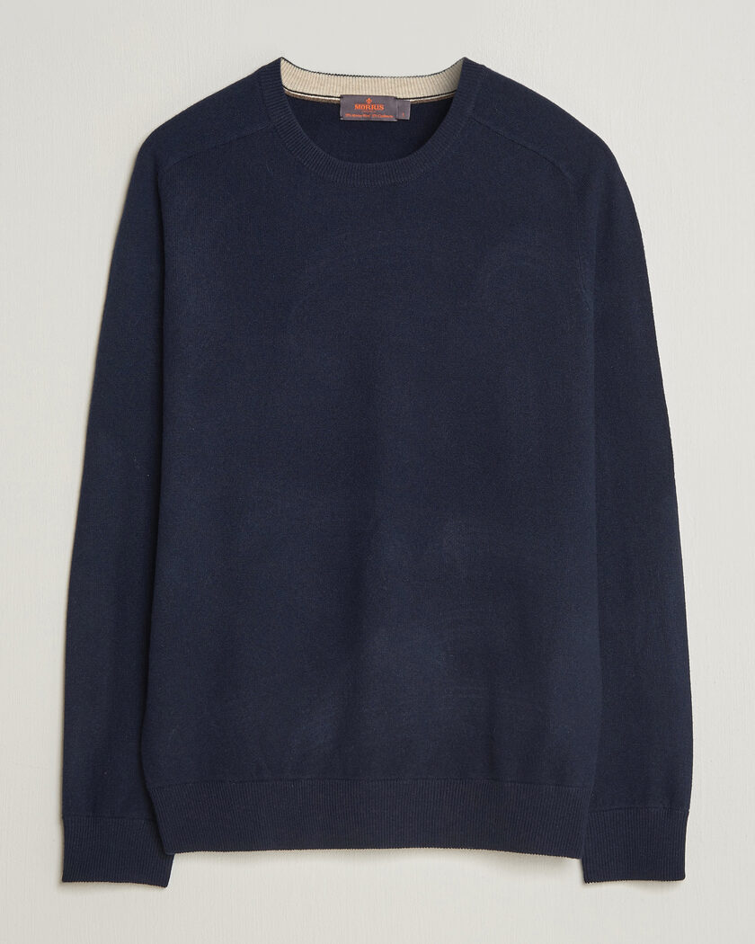 Morris Wilfred Cashmere O-Neck Navy – Azul