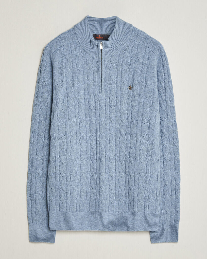 Morris Hertford Cable Half Zip Blue – Azul