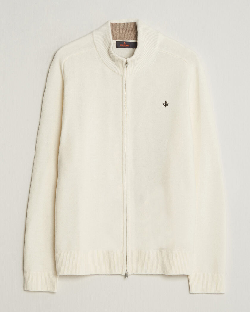 Morris Hertford Zip Cardigan Off White – Blanco
