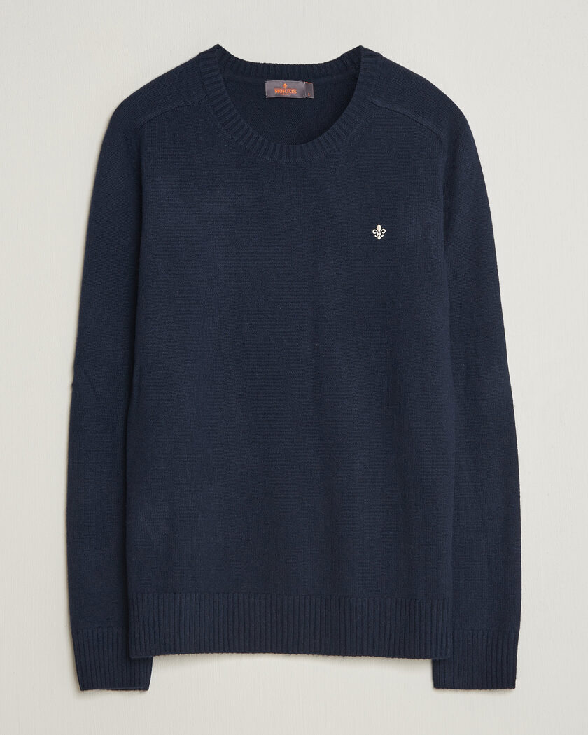 Morris Hertford Lambswool Crew Neck Navy – Azul