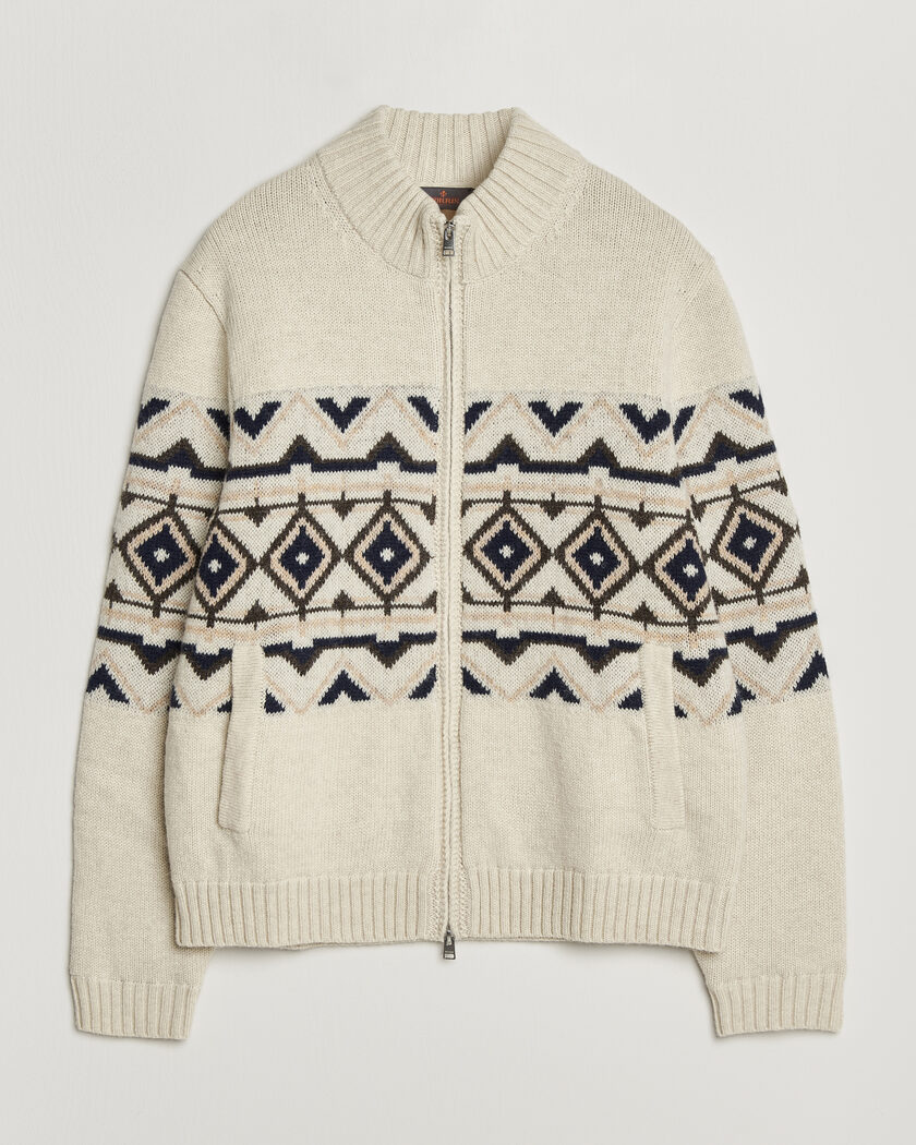  Morris Hadley Zip Cardigan Off White – Blanco