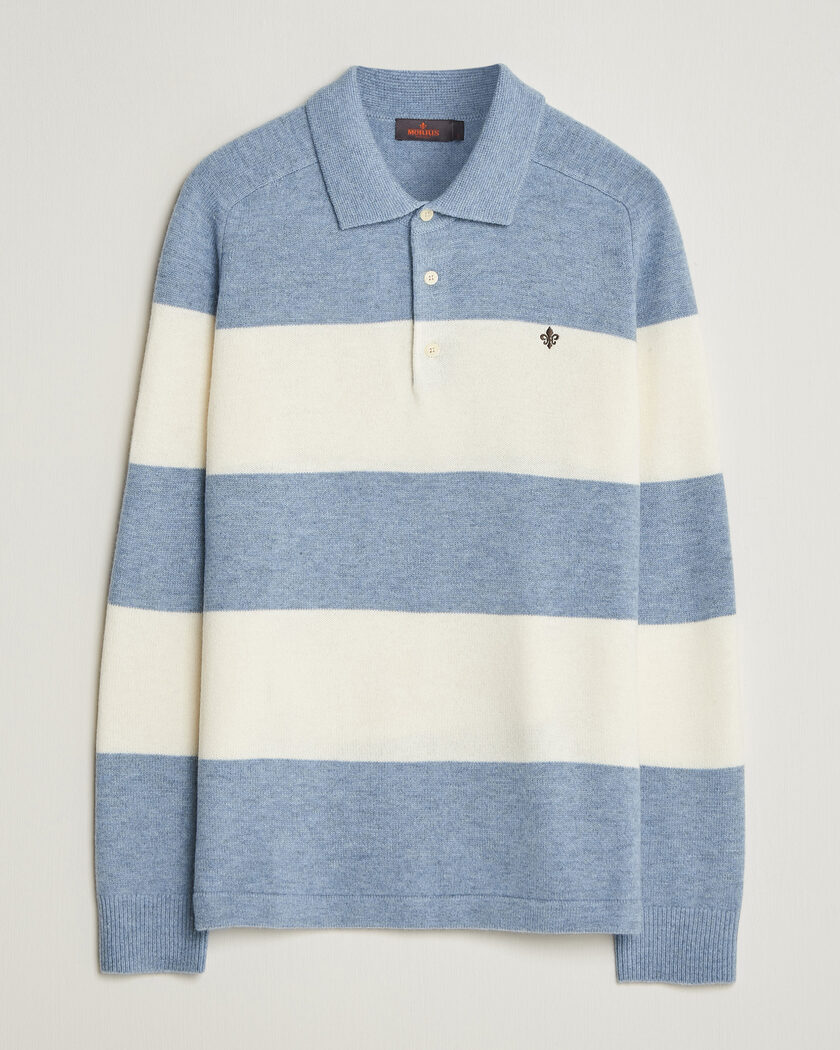 Morris Hertford Knitted Polo Blue – Azul