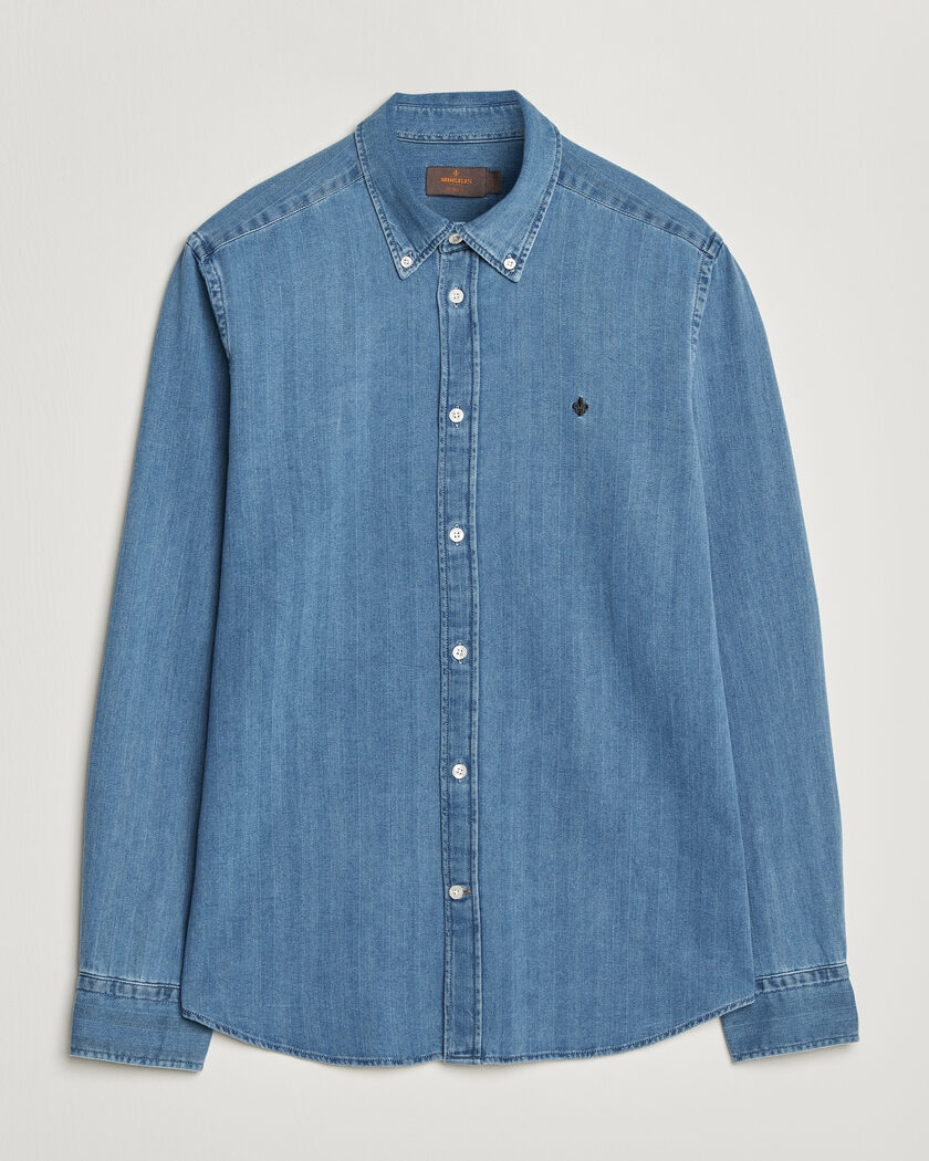 Morris Indigo Herringbone Shirt Light Blue – Azul