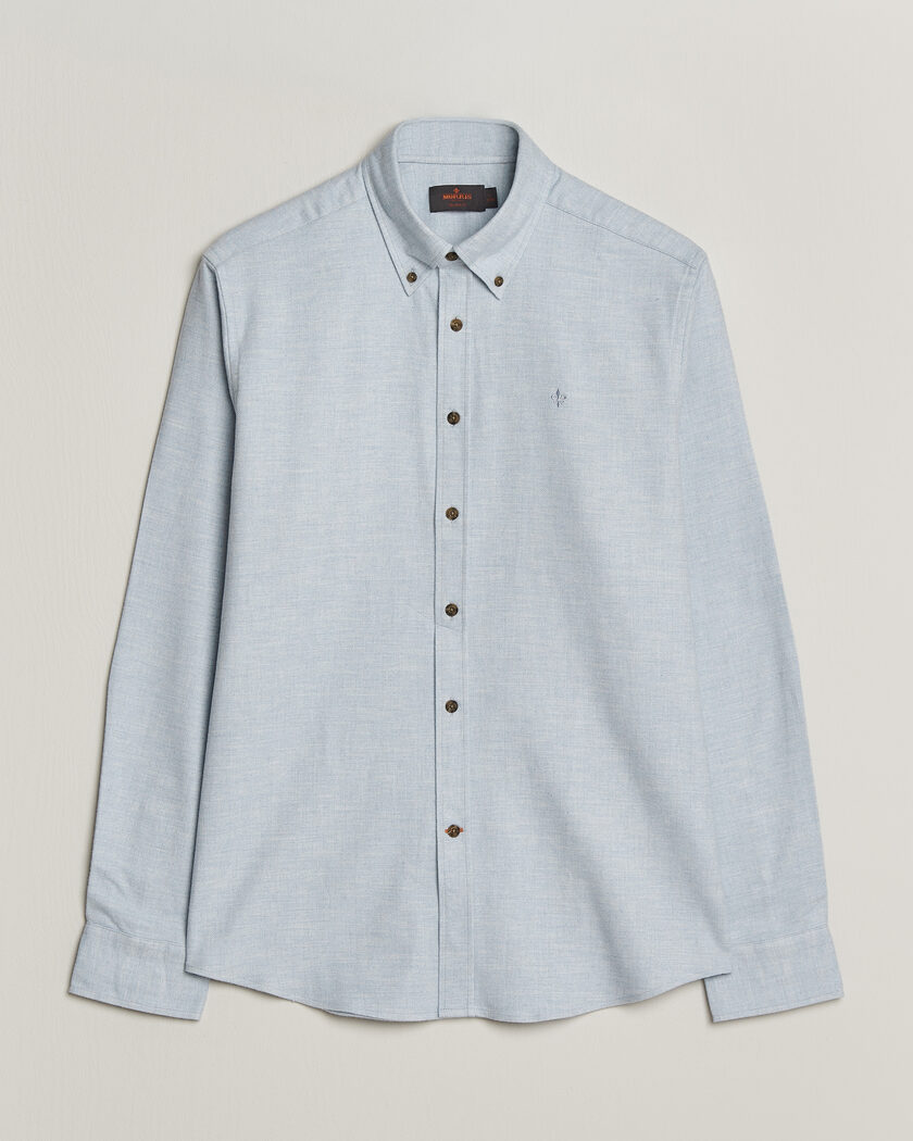 Morris Flannel Herringbone Shirt Light Blue – Azul