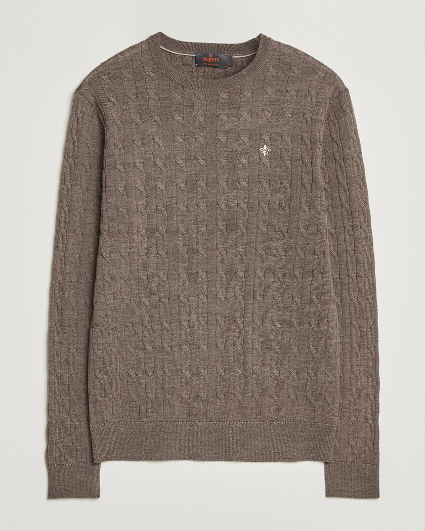 Morris Merino Cable O-Neck Brown – Marrón