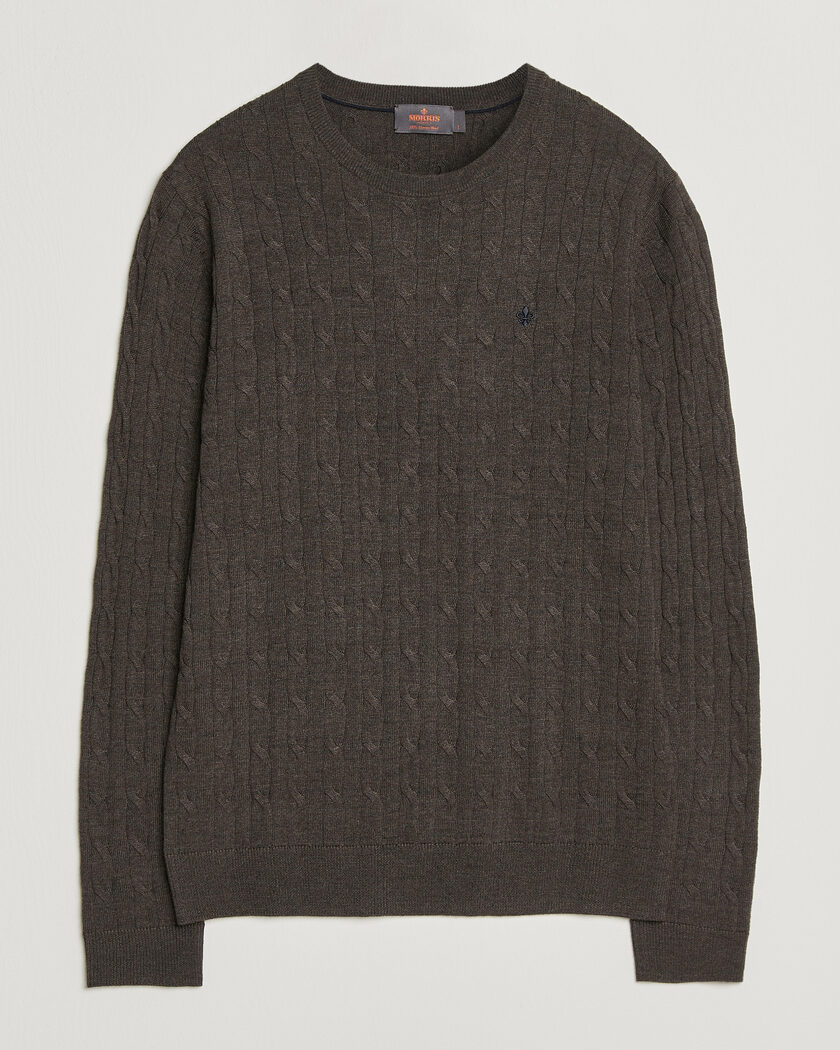 Morris Merino Cable O-Neck Brown – Marrón