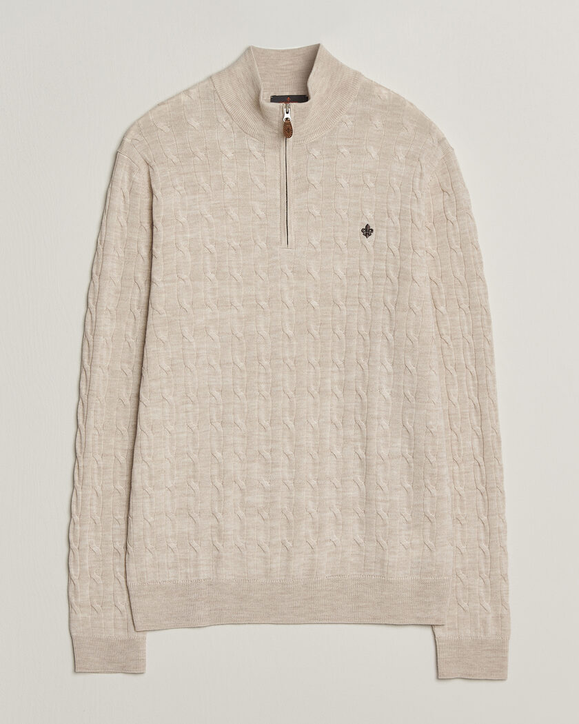 Morris Merino Cable Half Zip Off White – Blanco
