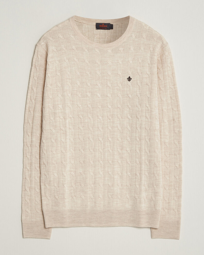 Morris Merino Cable O-Neck Off White – Blanco