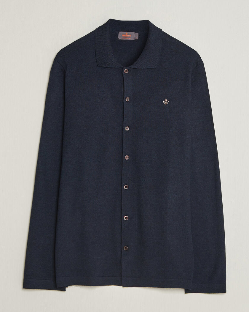 Morris Merino Shirt Cardigan Navy – Azul