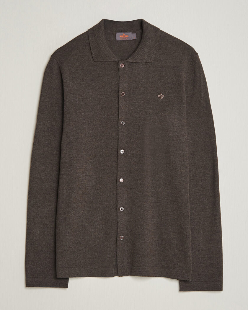 Morris Merino Shirt Cardigan Brown – Marrón