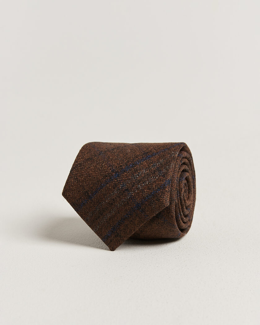 Amanda Christensen Wool Checked 8cm Tie Rust – Marrón