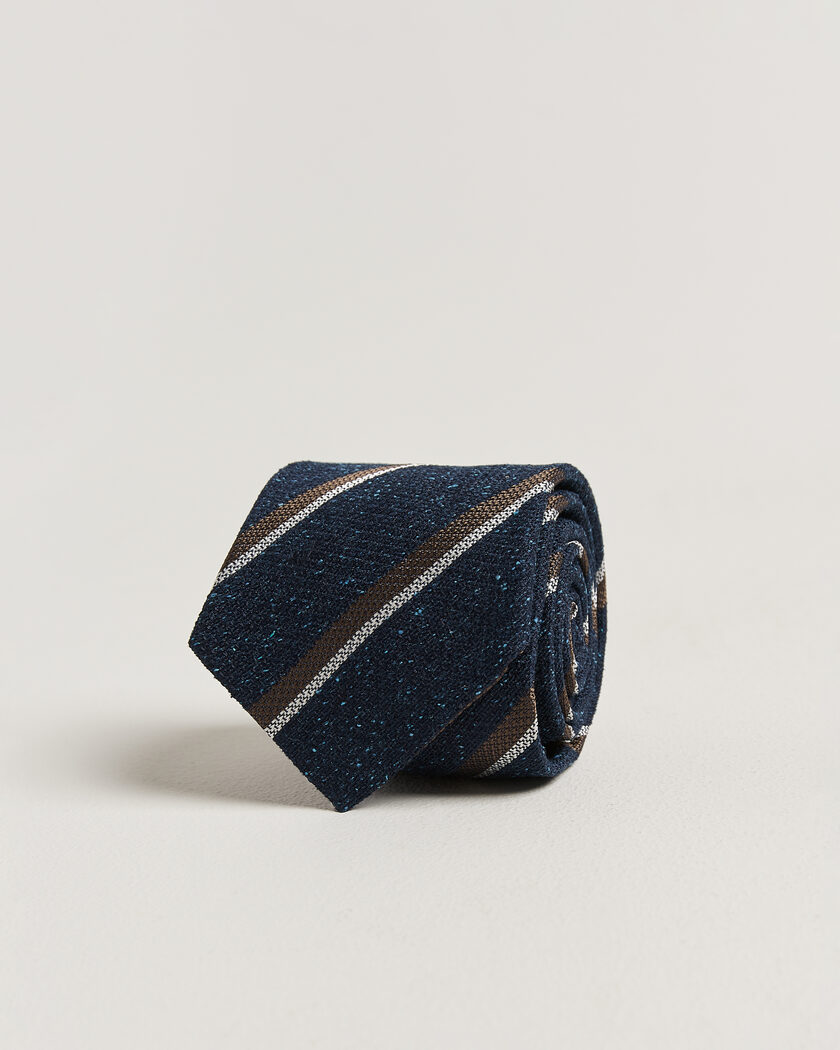 Amanda Christensen Silk Bourette Striped 8cm Tie Navy – Azul