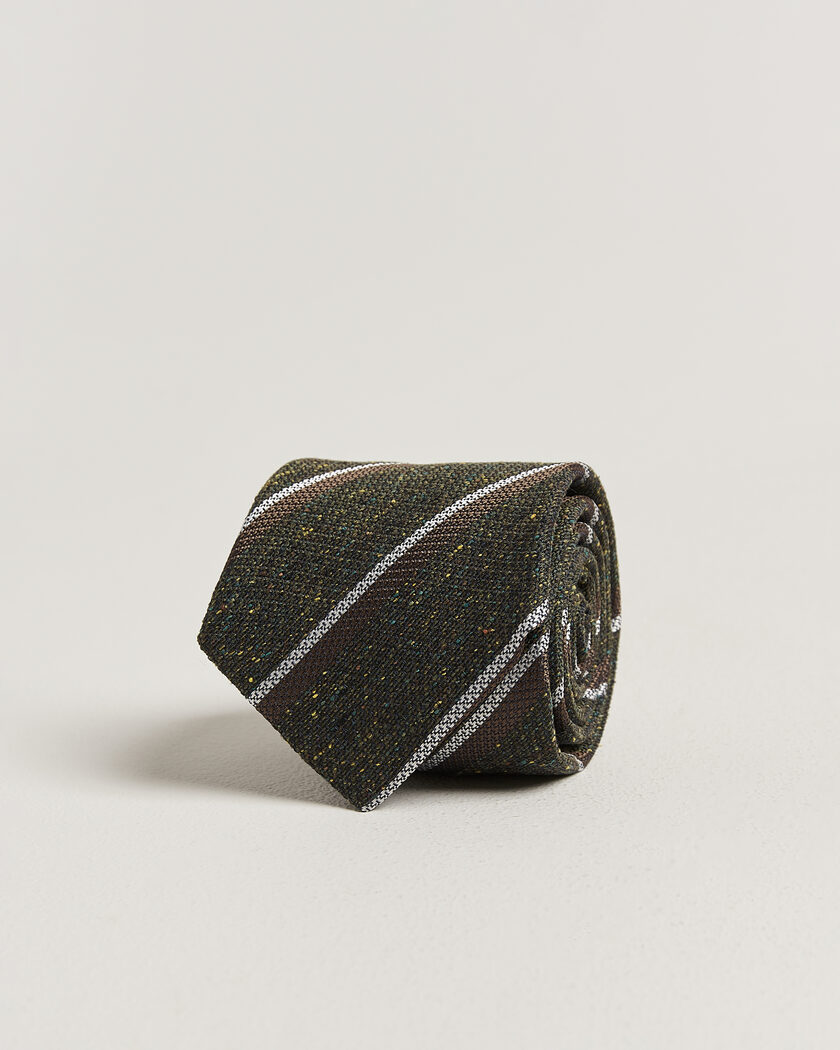 Amanda Christensen Silk Bourette Striped 8cm Tie Green – Verde