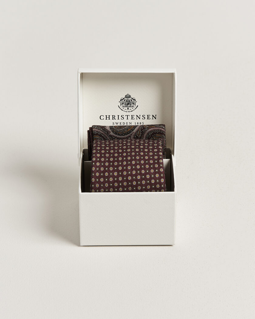 Amanda Christensen Box Set Wool 8 cm Tie And Pocket Square Wine – Rojo