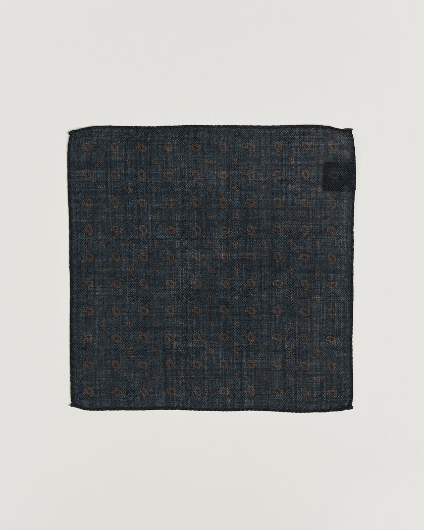 Amanda Christensen Wool Paisley Pocket Square Navy – Azul