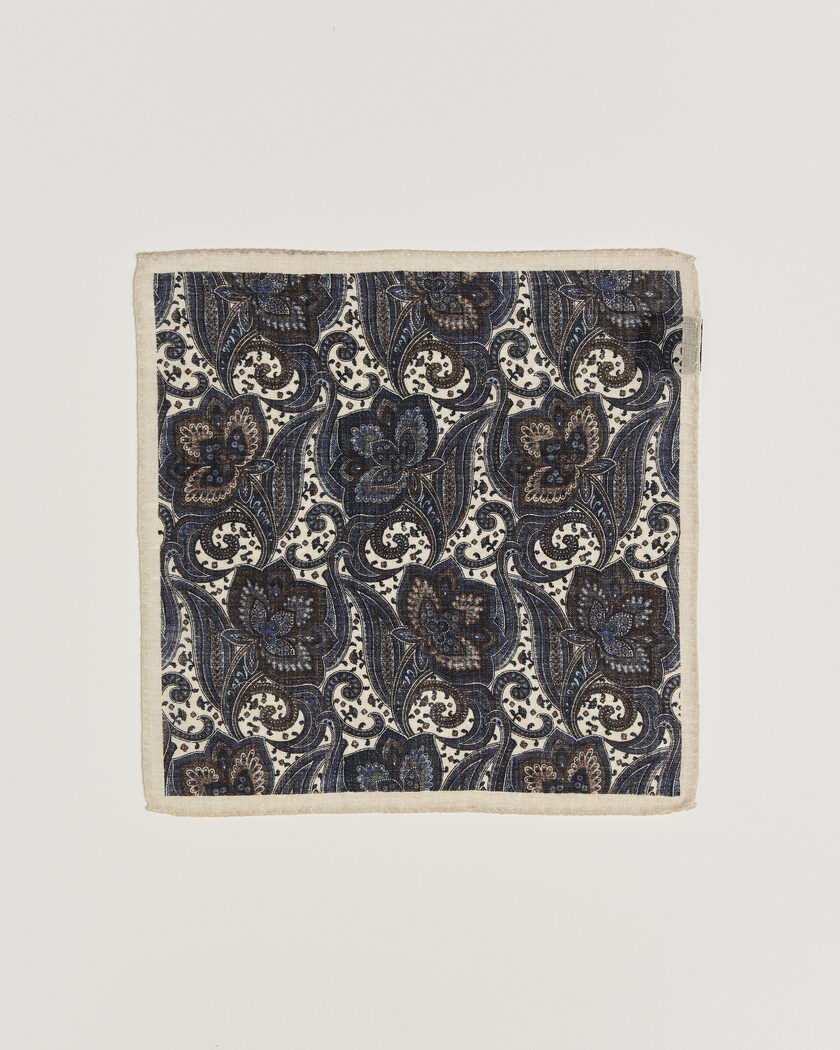 Amanda Christensen Wool Large Paisley Pocket Square Cream – Azul