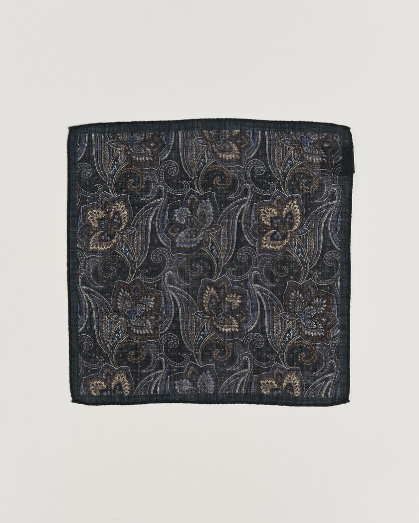 Amanda Christensen Wool Large Paisley Pocket Square Navy – Azul