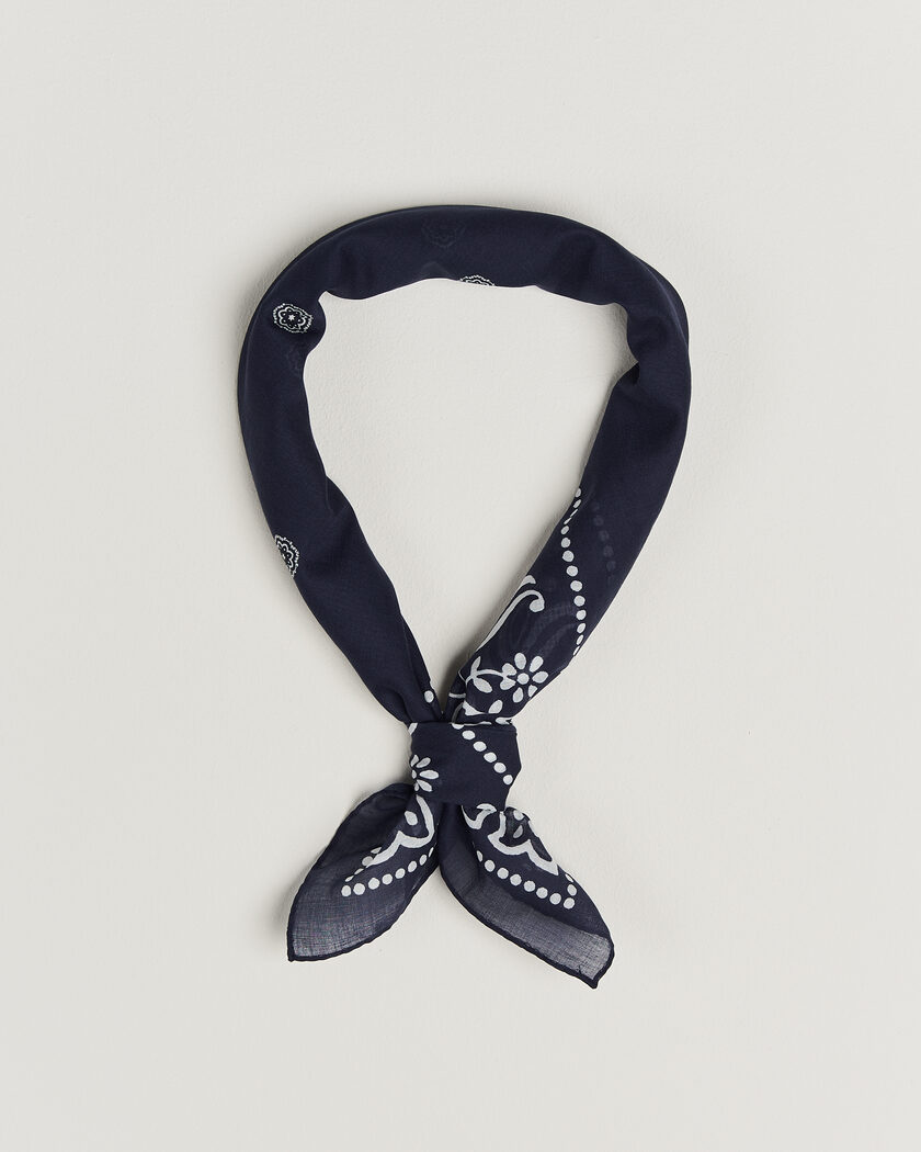 Amanda Christensen Cotton Voile Printed Flower Bandana Navy – Azul