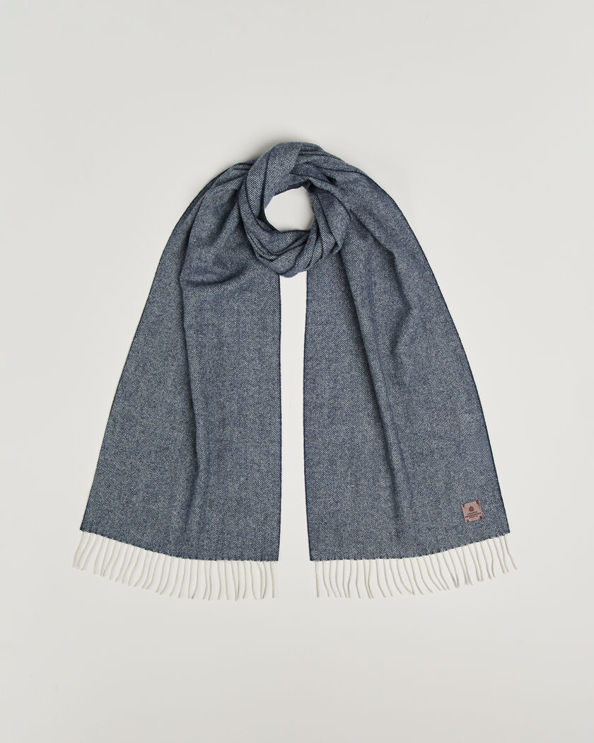 Amanda Christensen Wool Herringbone Scarf Navy – Azul