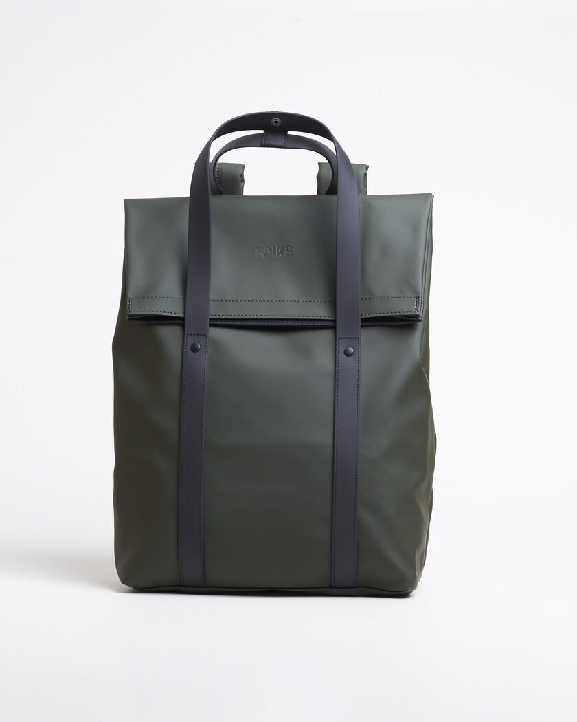 RAINS 2 Way Tote Backpack Black Green – Verde