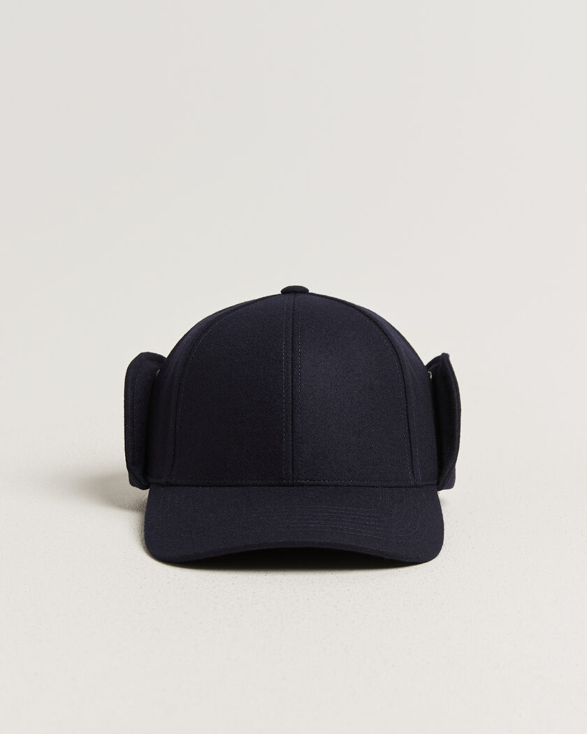 Varsity Headwear Merino Wool Earflap Baseball Cap Dark Navy – Azul