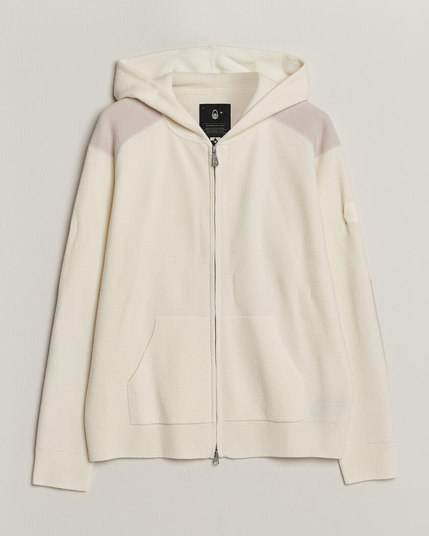 Sail Racing Spine Wool Knitted Full Zip Hoodie Off White – Blanco