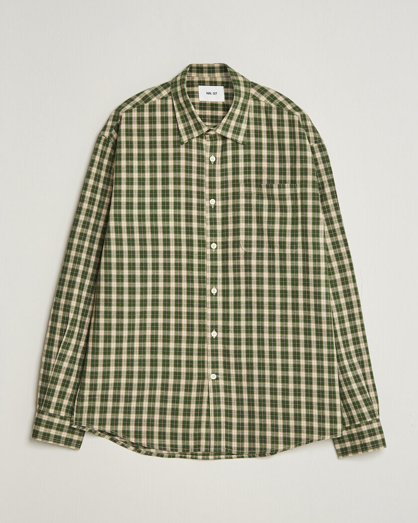 NN07 Deon Flannel Shirt Eden Green Check – Verde