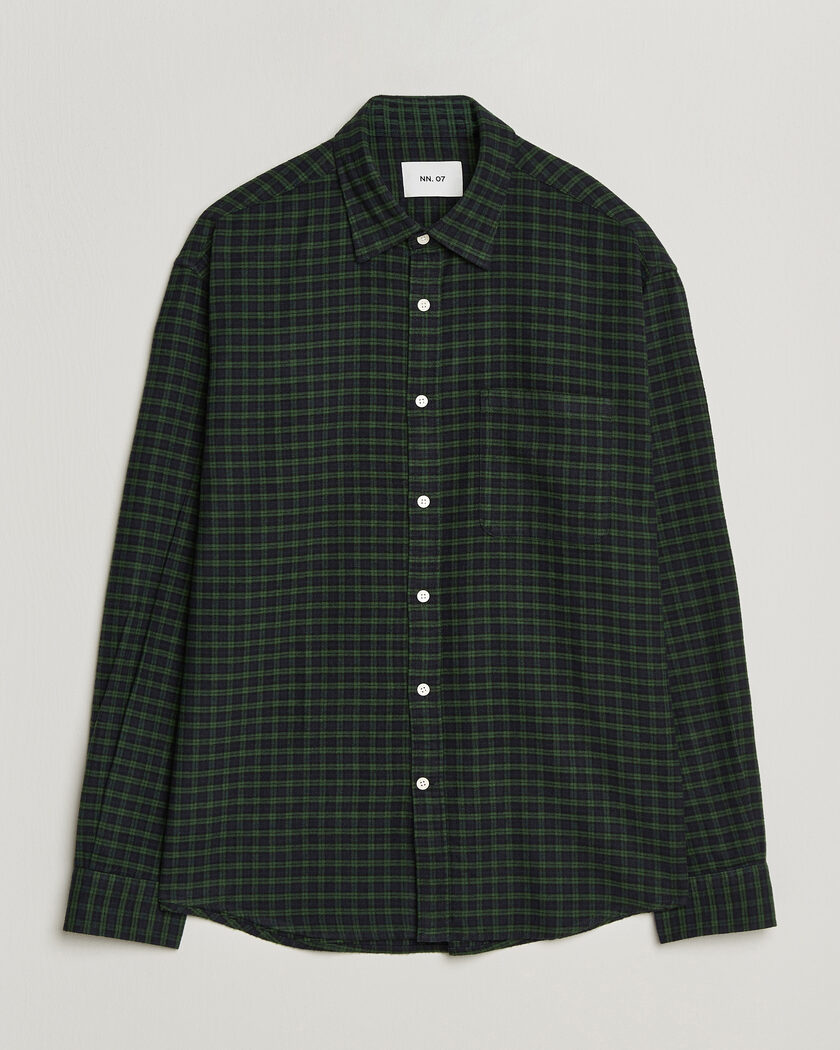 NN07 Deon Flannel Shirt Eden Check – Verde