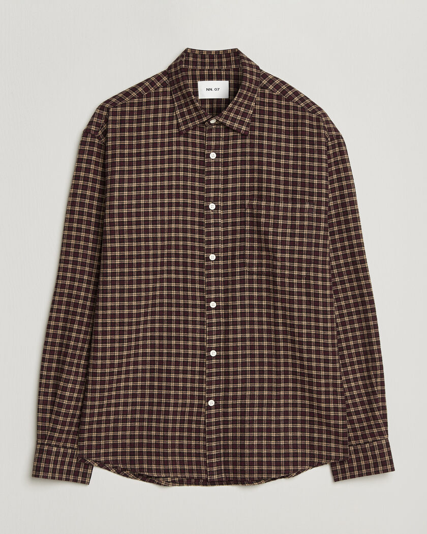 NN07 Deon Flannel Shirt Bordeaux Check – Rojo