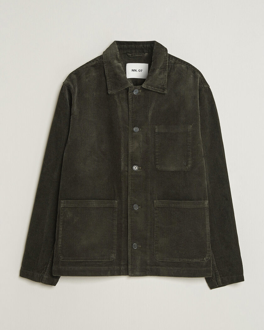 NN07 Morgan Corduroy Overshirt Dark Army – Verde