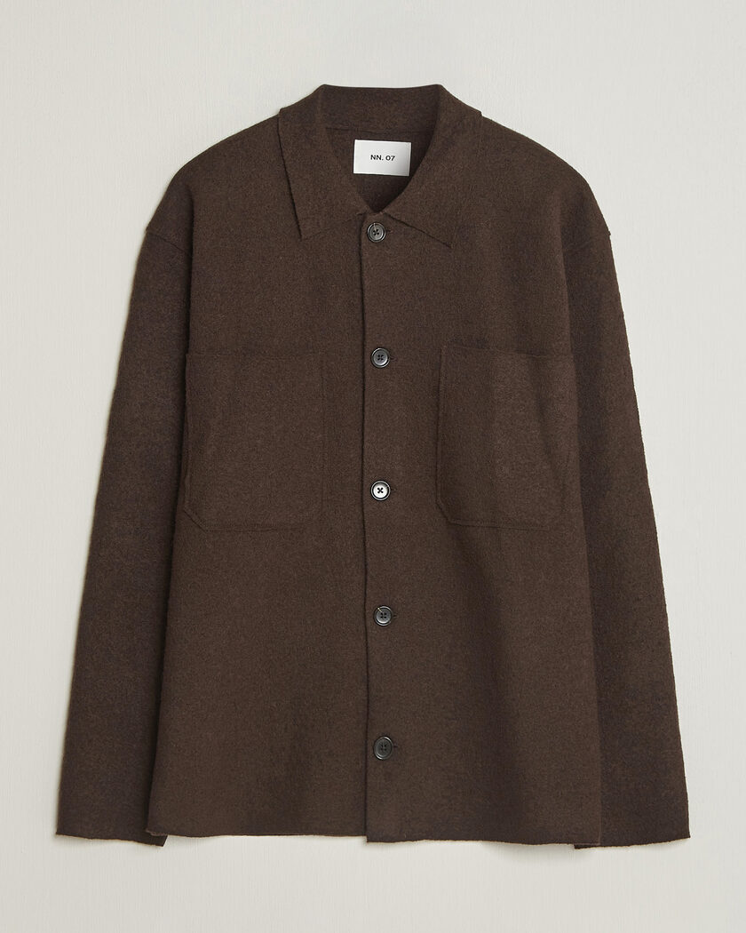  NN07 Jonas Boiled Wool Cardigan Deep Truffle – Marrón