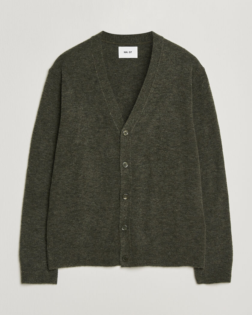 NN07 Gavin Brushed Wool Knitted Cardigan Dark Army – Verde