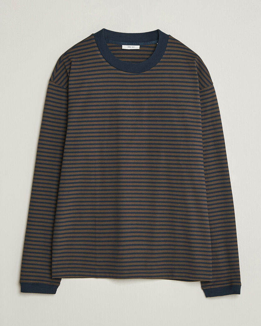 NN07 Lionel Striped Long Sleeve T-Shirt Navy/Brown – Multicolor