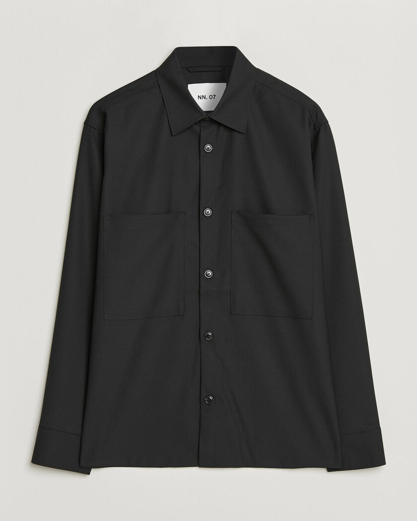 NN07 Freddy Wool Overshirt Black – Negro