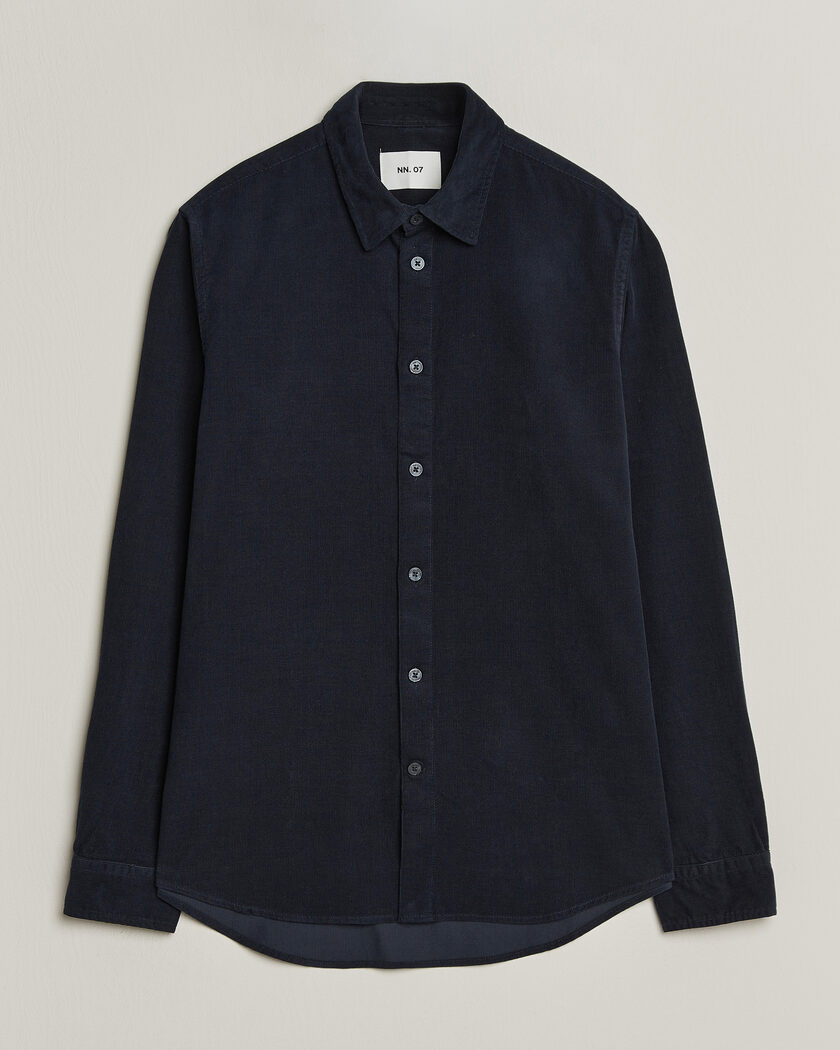 NN07 Asher Baby Cord Shirt Navy Blue – Azul