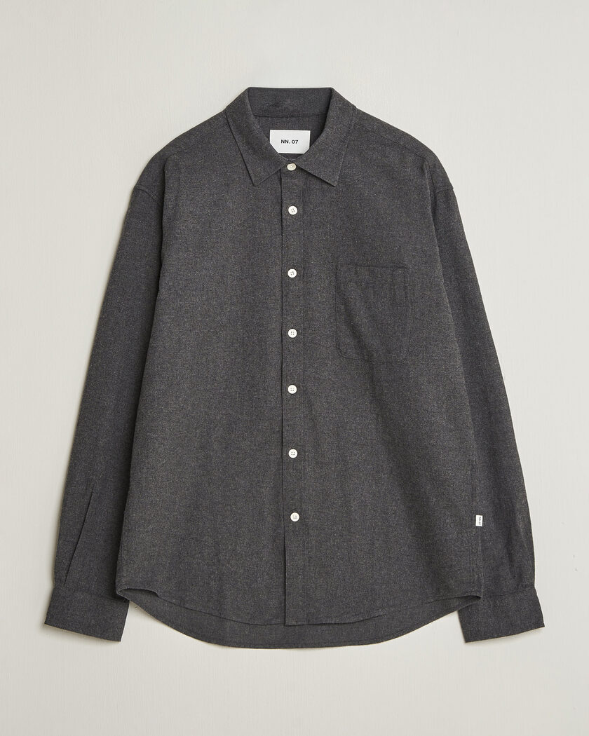 NN07 Dino Brushed Flannel Shirt Dark Grey – Gris