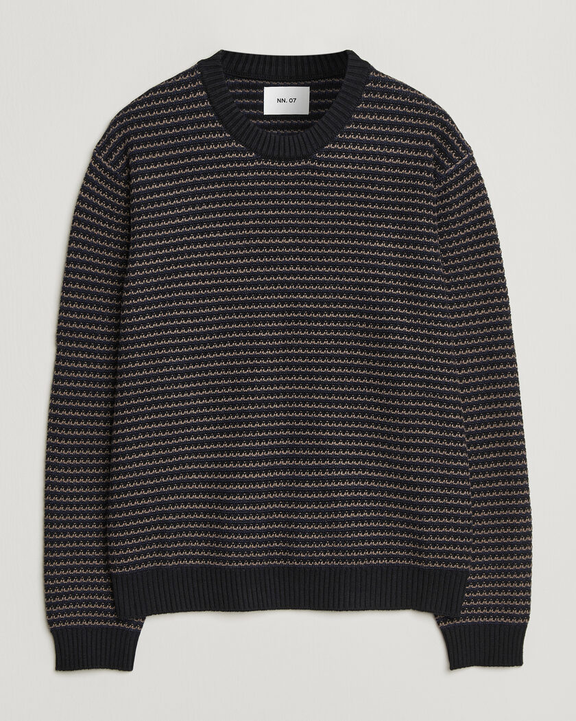 NN07 Russell Cotton/Wool Structured Sweater Navy Blue – Azul