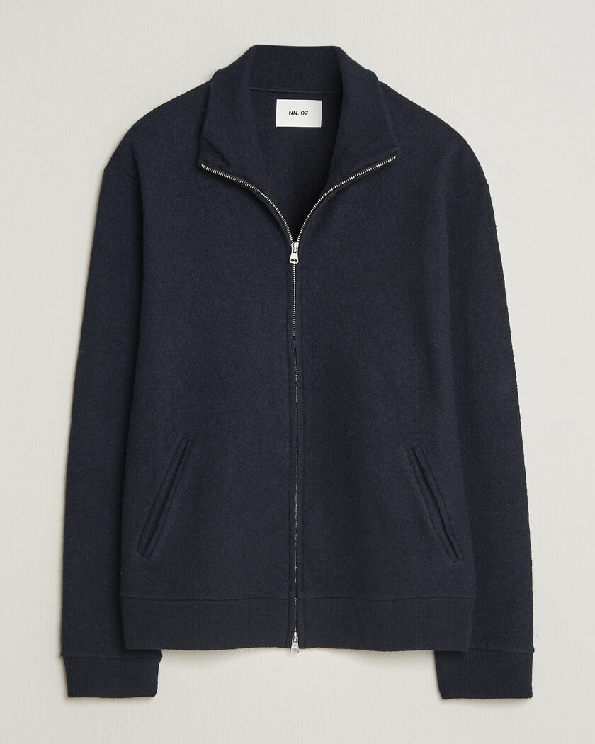 NN07 Soft Boiled Wool Full Zip Navy Blue – Azul