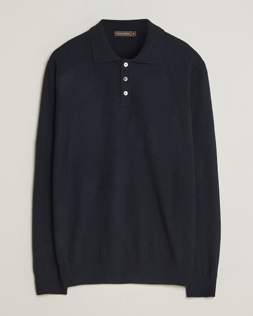 Oscar Jacobson Pepe Wool/Cashmere Polo Navy – Azul