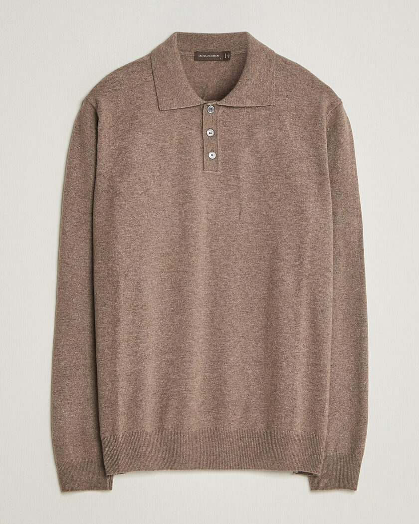 Oscar Jacobson Pepe Wool/Cashmere Polo Light Brown – Marrón