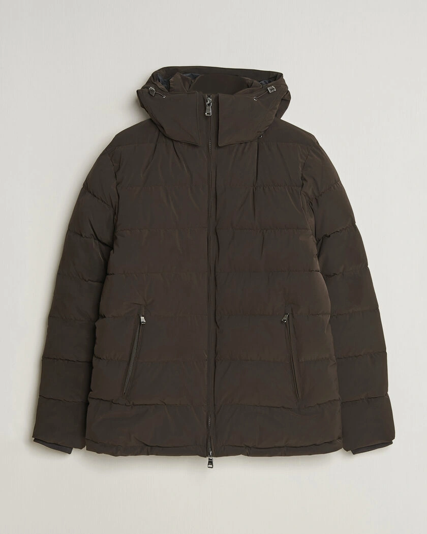 Oscar Jacobson Hooded Puffer Jacket Brown – Marrón