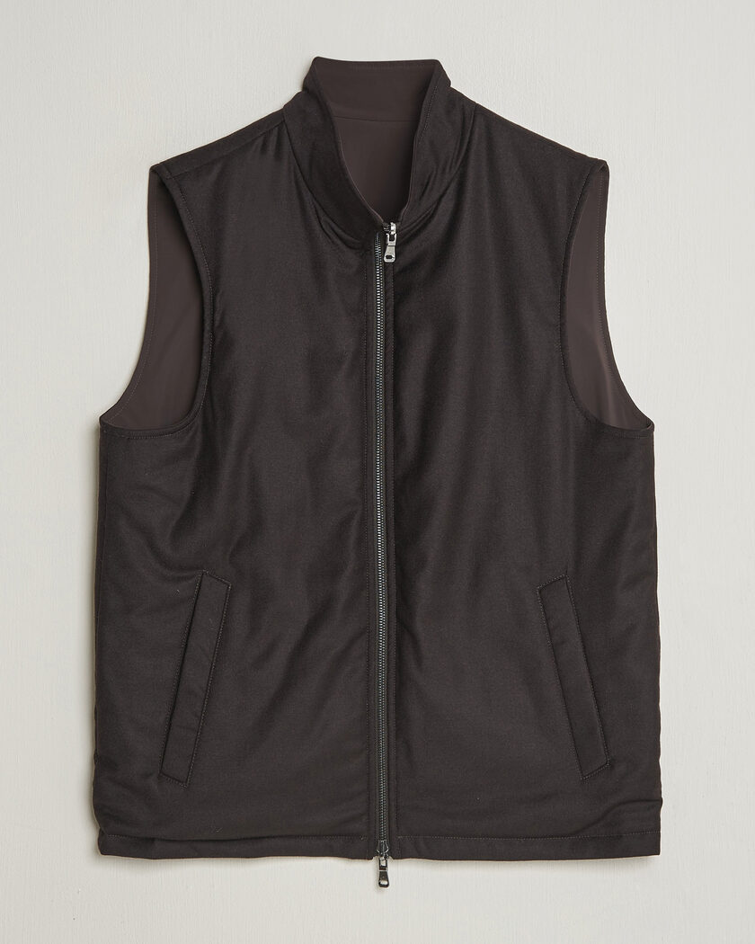 Oscar Jacobson Nylon/Wool Reversible Vest Brown – Marrón