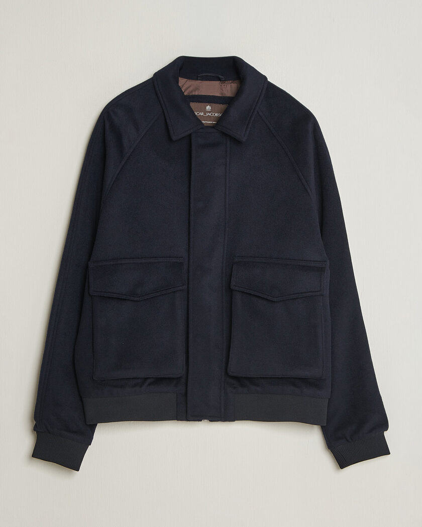 Oscar Jacobson Aviator Wool Jacket Navy – Azul